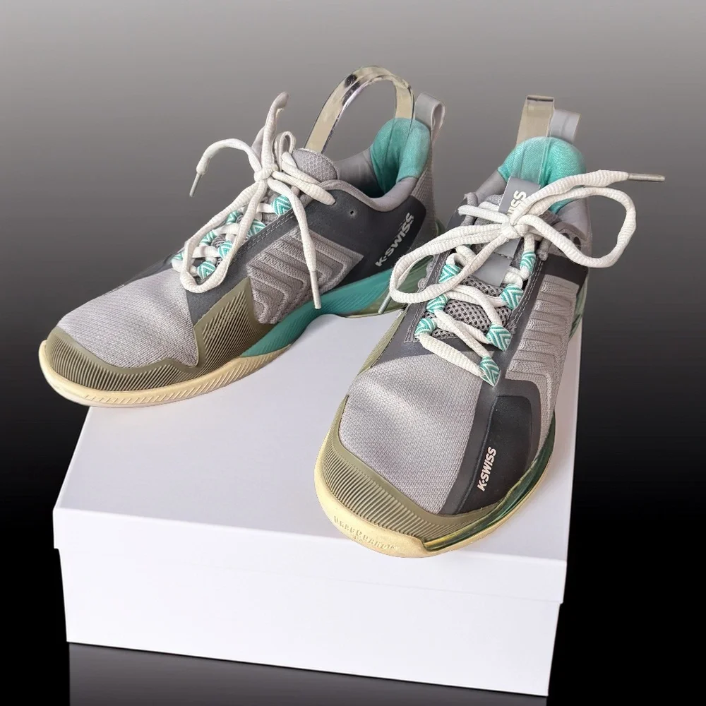 K-Swiss Ultrashot 3 Tennis Shoes Alloy Brilliant White Turquoise Women's‎ 8.5